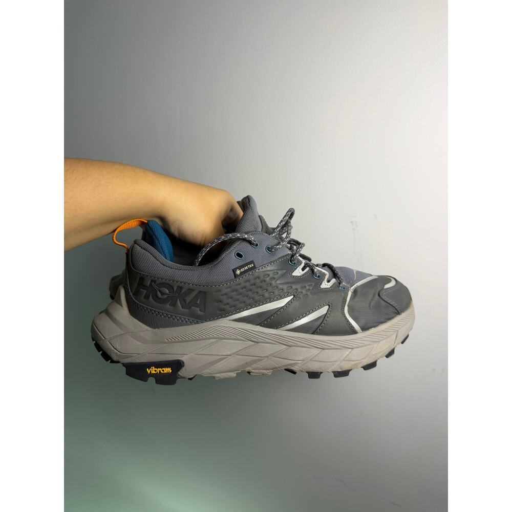 HOKA One One Anacapa Low GORE-TEX hiking shoes in a gray and blue sz 8.5 EU 42